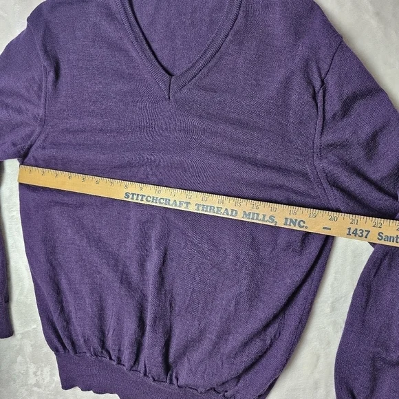 Toscano sweater mens large 100%  Merino wool Pullover  Purple made in Italy - Picture 3 of 11